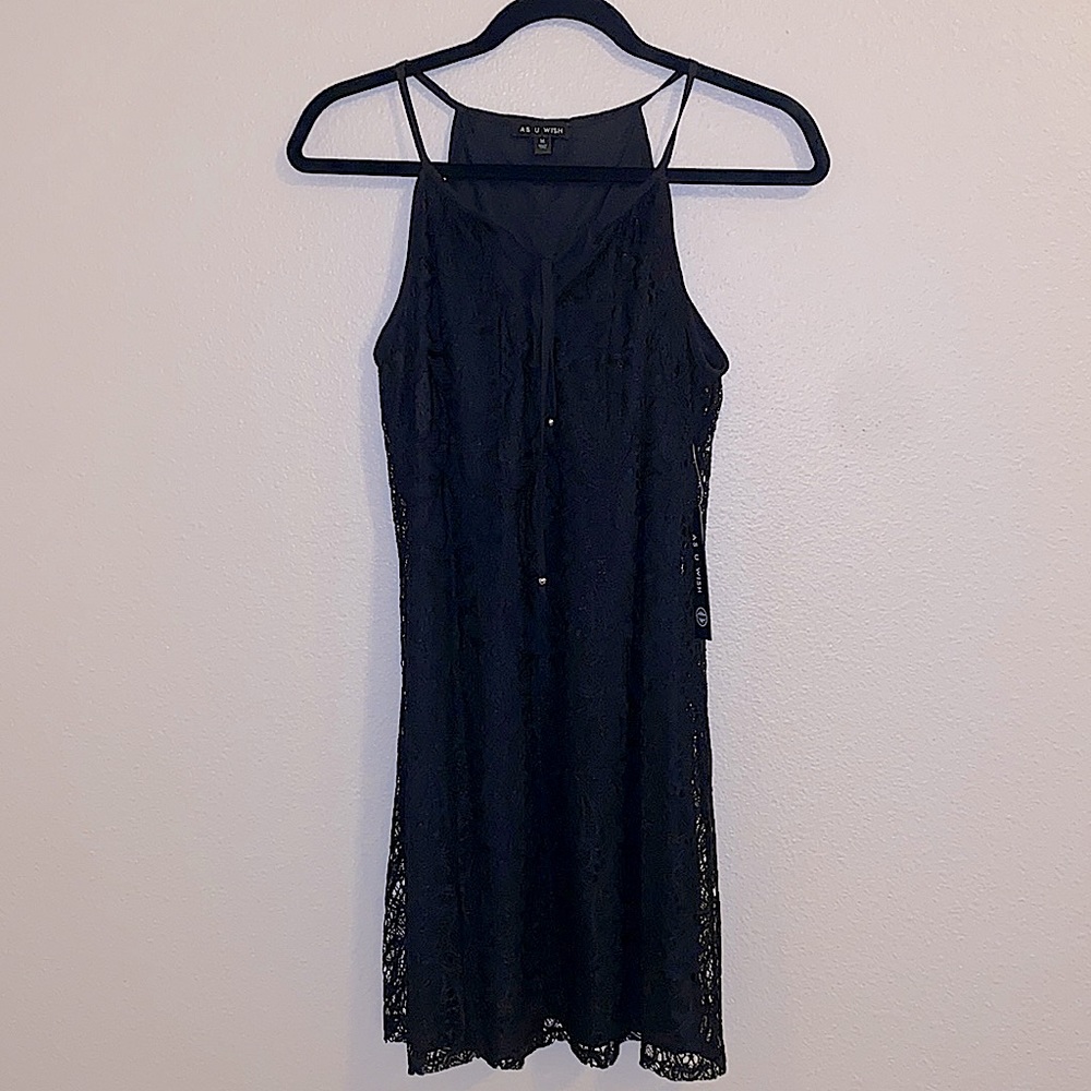 NWT, black, lace, day dress. As U Wish.